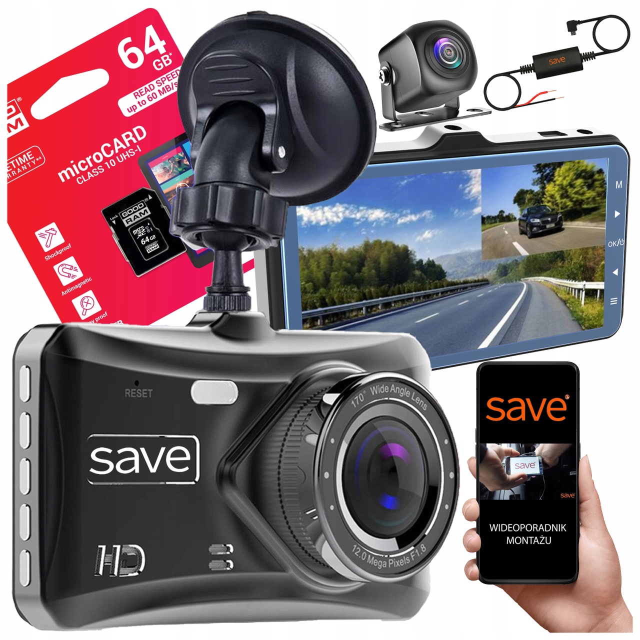VIDEOREKORDÉR PREDNÁ ZADNÁ AUTOKAMERA POĽSKÉ MENU DOTYKOVÁ OBRAZOVKA
